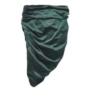 Express Womens XS Emerald Green Velvet Ruched‎ Asymmetrical Tulip Hem Skirt